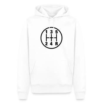 racing_gangschaltung_1__f1 - Männer Premium Bio Hoodie - Weiß - Vorne - Nico (187cm)