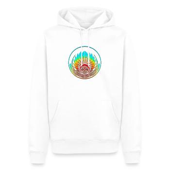 Kornkreis - Maya Maske - Symbol Zeitenwende - Männer Premium Bio Hoodie - Weiß - Vorne - Nico (187cm)