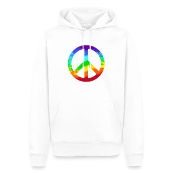 Signe de paix Arc-en-ciel Rainbow Paix Graffiti - Sweat à capuche Premium bio Homme - blanc - Devant - Nico (187cm)