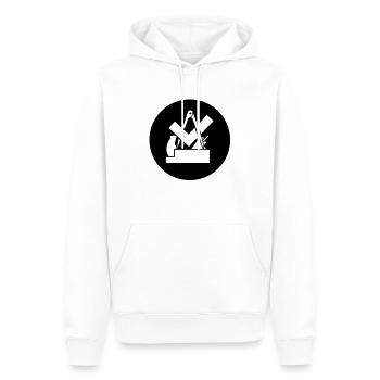 Joiner Coat of Arms - Men’s Premium Organic Hoodie - white - Front - Nico (187cm)