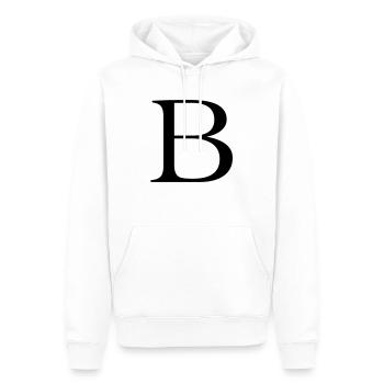 B - Männer Premium Bio Hoodie - Weiß - Vorne - Nico (187cm)