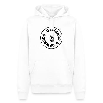 ab und nach oben - Männer Premium Bio Hoodie - Weiß - Vorne - Nico (187cm)