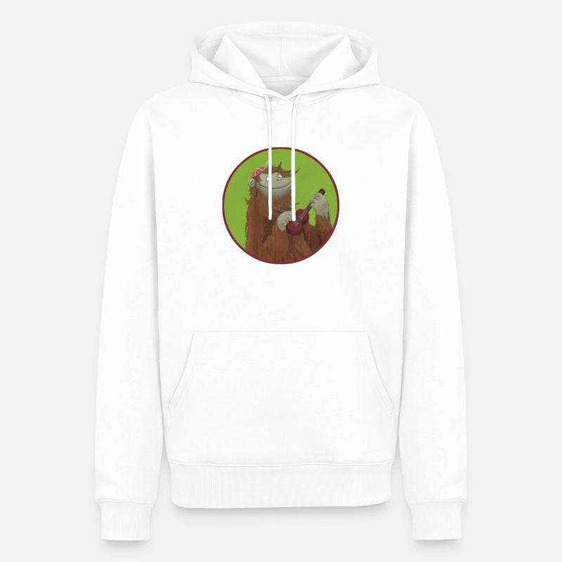 Affe mit Ukulele - Männer Premium Bio Hoodie - Weiß