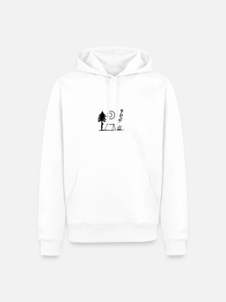 Zelt, Baum, Mond & Lagerfeuer - Männer Premium Bio Hoodie - Weiß