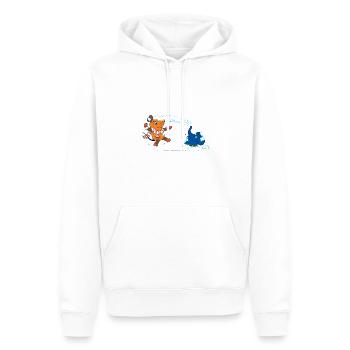 Maus und Elefant Schneeballschlacht - Männer Premium Bio Hoodie - Weiß - Vorne - Nico (187cm)