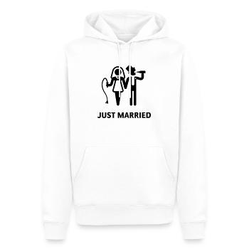 Just Married (Peitsche und Bier) - Männer Premium Bio Hoodie - Weiß - Vorne - Nico (187cm)