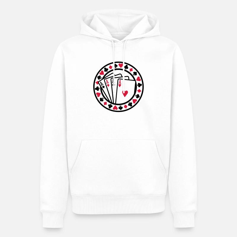 Poker - Sweat à capuche Premium bio Homme - blanc