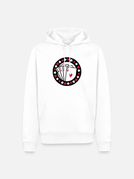 Poker - Sweat à capuche Premium bio Homme - blanc