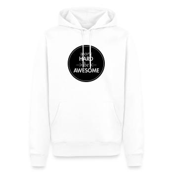 Work Hard - Be Awesome - Sweat à capuche Premium bio Homme - blanc - Devant - Nico (187cm)