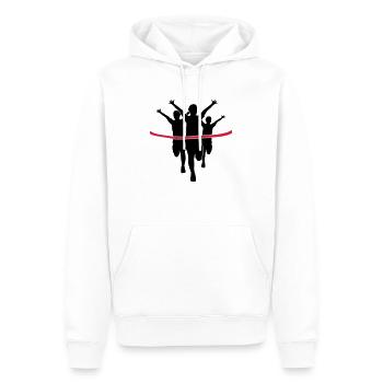 bande rouge sport 3 laeufer course rapide marathon - Sweat à capuche Premium bio Homme - blanc - Devant - Nico (187cm)