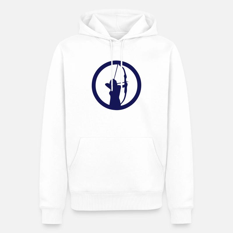 tir arc logo archer - Sweat à capuche Premium bio Homme - blanc