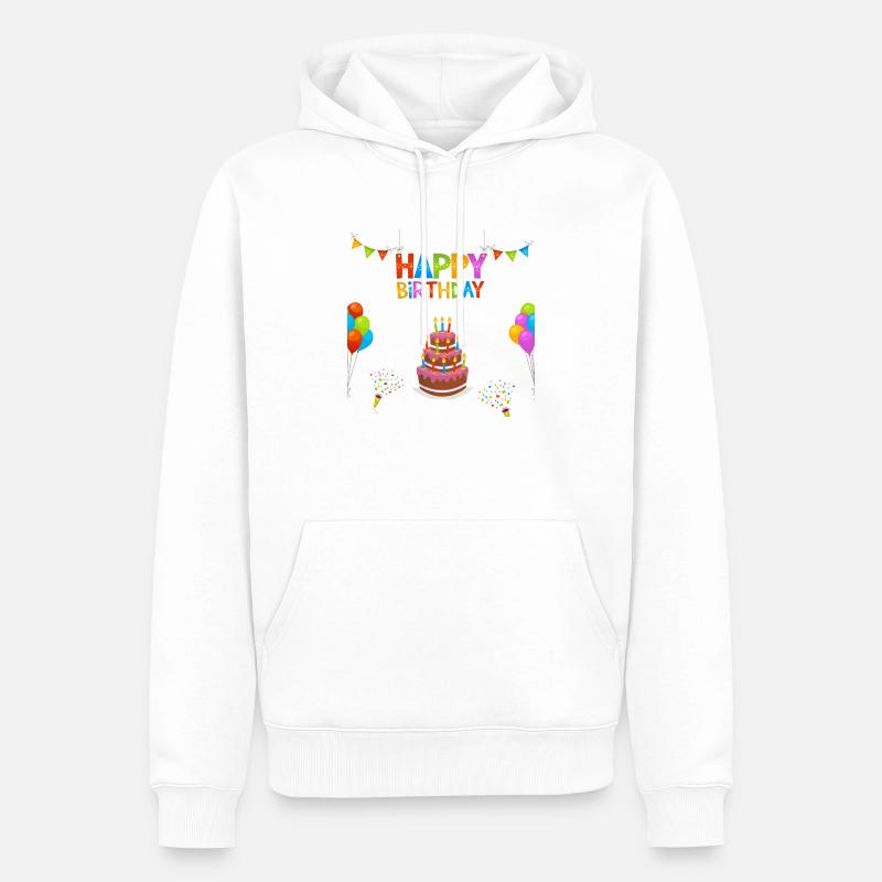 Joyeux anniversaire gâteau d'anniversaire gâteau - Sweat à capuche Premium bio Homme - blanc