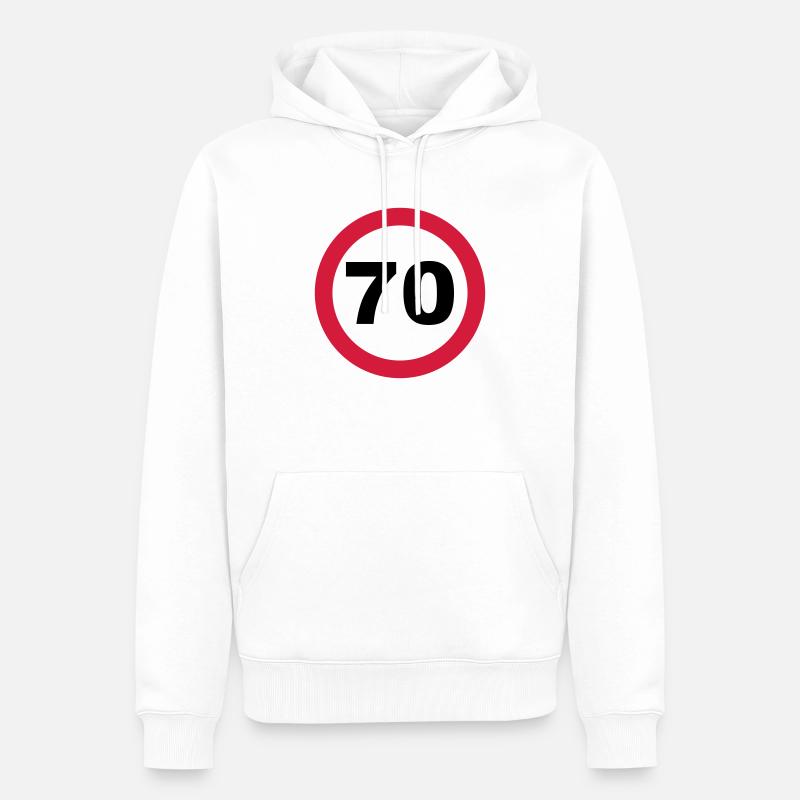 70 Anniversaire - Sweat à capuche Premium bio Homme - blanc