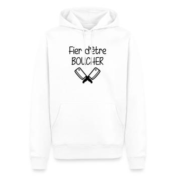 Fier d'être Boucher - Sweat à capuche Premium bio Homme - blanc - Devant - Nico (187cm)