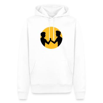 sonne kreis rund 2 freunde team paar brueder hands - Männer Premium Bio Hoodie - Weiß - Vorne - Nico (187cm)