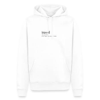 Sagesse itinérante disant dictionnaire des vacances - Sweat à capuche Premium bio Homme - blanc - Devant - Nico (187cm)