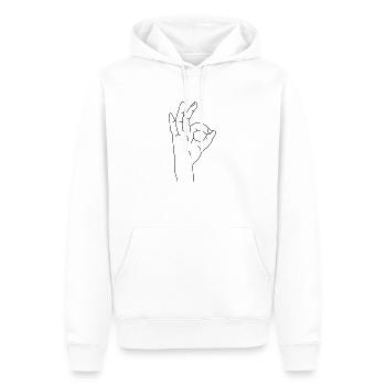 Main levée - Sweat à capuche Premium bio Homme - blanc - Devant - Nico (187cm)