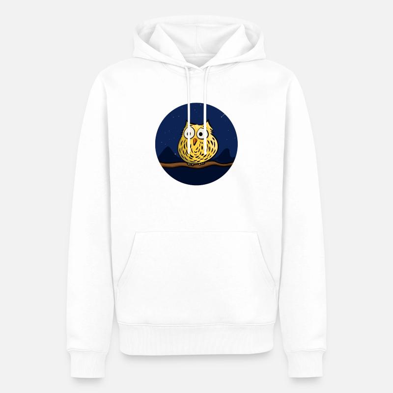 Cute owl at night - Sweat à capuche Premium bio Homme - blanc
