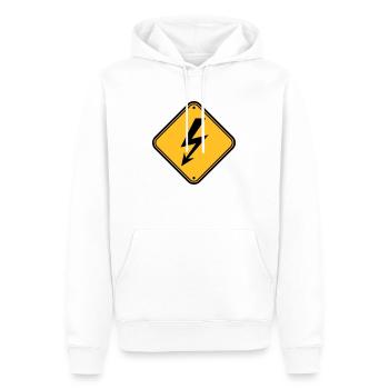 schild hinweis elektrisch blitz strom energie star - Männer Premium Bio Hoodie - Weiß - Vorne - Nico (187cm)