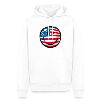 Smiley Flag USA - Männer Premium Bio Hoodie - Weiß - Vorne - Nico (187cm)