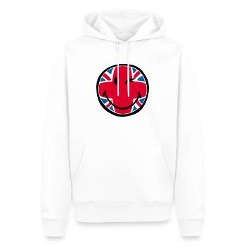 Smiley Great Britain - Männer Premium Bio Hoodie - Weiß - Vorne - Nico (187cm)
