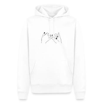Dessin amitié mains doigts - Sweat à capuche Premium bio Homme - blanc - Devant - Nico (187cm)