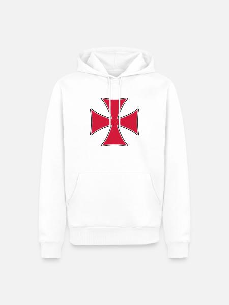 Croix des Templiers - Sweat à capuche Premium bio Homme - blanc