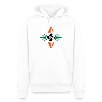 croix basque - lauburu 52 - Sweat à capuche Premium bio Homme - blanc - Devant - Nico (187cm)