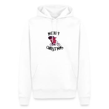 Joyeux Noël Père Noël à vélo - Sweat à capuche Premium bio Homme - blanc - Devant - Nico (187cm)