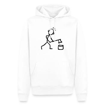 Strichmännchen Holz hacken - Männer Premium Bio Hoodie - Weiß - Vorne - Nico (187cm)