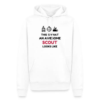 scout / scouting / scoutisme / guide - Sweat à capuche Premium bio Homme - blanc - Devant - Nico (187cm)