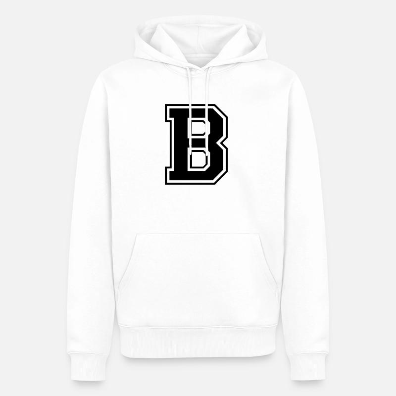 B - Männer Premium Bio Hoodie - Weiß