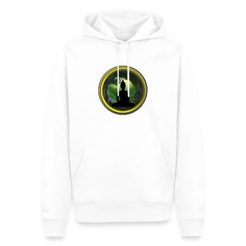 Bring die Kraft von Yoga & Meditation in die Welt - Männer Premium Bio Hoodie - Weiß - Vorne - Nico (187cm)