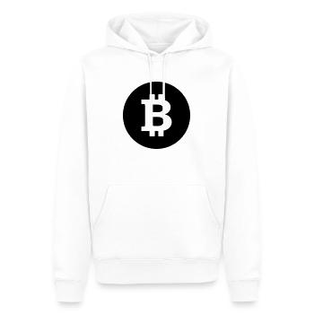 Bitcoin, Symbol, Sign, Blockchain, BTC, Cryptos - Männer Premium Bio Hoodie - Weiß - Vorne - Nico (187cm)