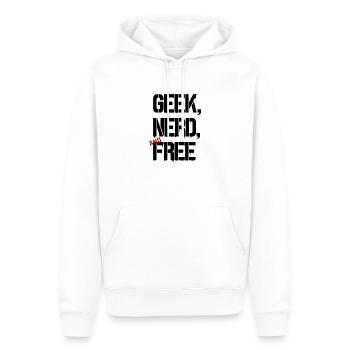 GEEK, NERD AND FREE - Men’s Premium Organic Hoodie - white - Front - Nico (187cm)