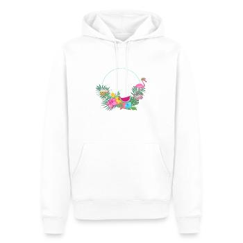 beachy_wreath_flamingo - Men’s Premium Organic Hoodie - white - Front - Nico (187cm)