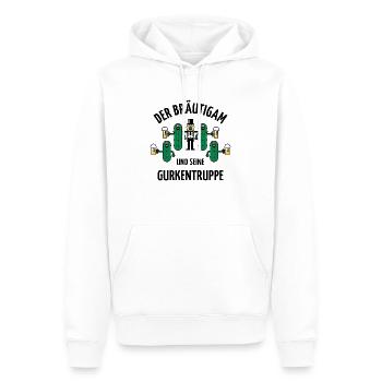 Der Bräutigam Und Seine Gurkentruppe! (JGA 5er P) - Männer Premium Bio Hoodie - Weiß - Vorne - Nico (187cm)