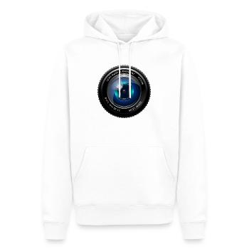 Objectif de l’appareil photo - Sweat à capuche Premium bio Homme - blanc - Devant - Nico (187cm)
