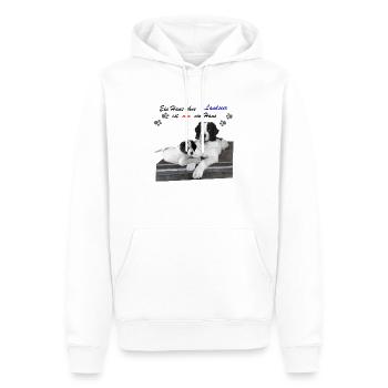 Hund-Landseer-Geschenkidee - Männer Premium Bio Hoodie - Weiß - Vorne - Nico (187cm)