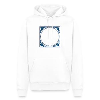 Leere Fliese: Delft Blue - Own Text Wisdom - Männer Premium Bio Hoodie - Weiß - Vorne - Nico (187cm)