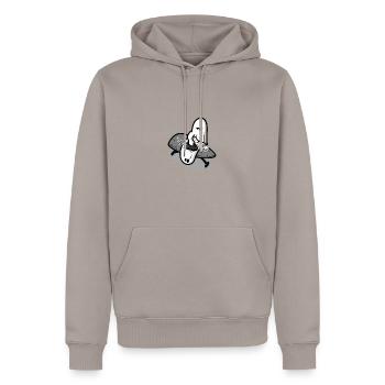 Ironing Ghost - Men’s Premium Organic Hoodie - taupe - Front - Nico (187cm)