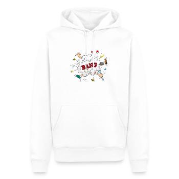 BANG! - Männer Premium Bio Hoodie - Weiß - Vorne - Nico (187cm)