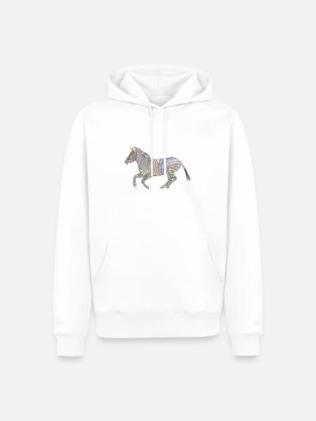 Laufendes Zebra mit Pastellfarben - Männer Premium Bio Hoodie - Weiß
