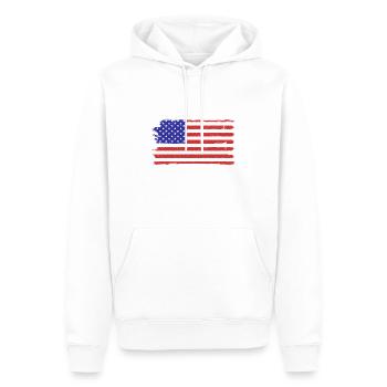 Drapeau américain des États-Unis en détresse - Sweat à capuche Premium bio Homme - blanc - Devant - Nico (187cm)