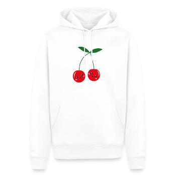 Cerises kawaii - Sweat à capuche Premium bio Homme - blanc - Devant - Nico (187cm)