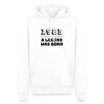 1983 Une légende est née - Cadeau d'anniversaire de l'année de naissance - Sweat à capuche Premium bio Homme - blanc - Devant - Nico (187cm)