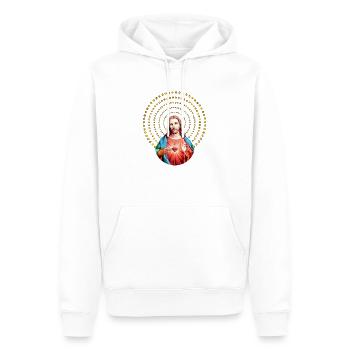Idée cadeau Jésus Christ Messie Noël - Sweat à capuche Premium bio Homme - blanc - Devant - Nico (187cm)