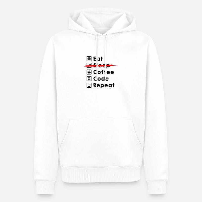 Eat Coffee Code Repeat - Sweat à capuche Premium bio Homme - blanc