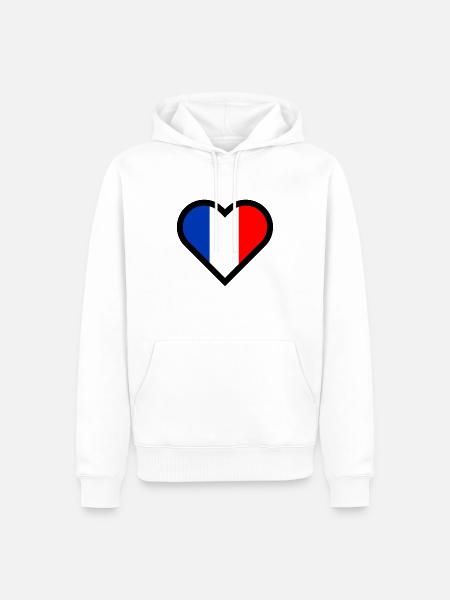 French heart tricolor flag France country love - Men’s Premium Organic Hoodie - white