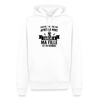 existe til une vie après la mort touche à ma fille - Sweat à capuche Premium bio Homme - blanc - Devant - Nico (187cm)